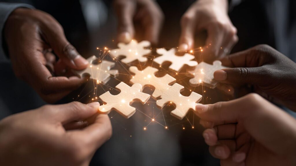 Hands holding puzzle pieces